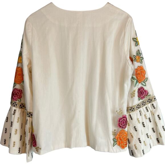 Boston Proper Floral Embroidered Metallic Trim Jacket XL - Picture 7 of 9